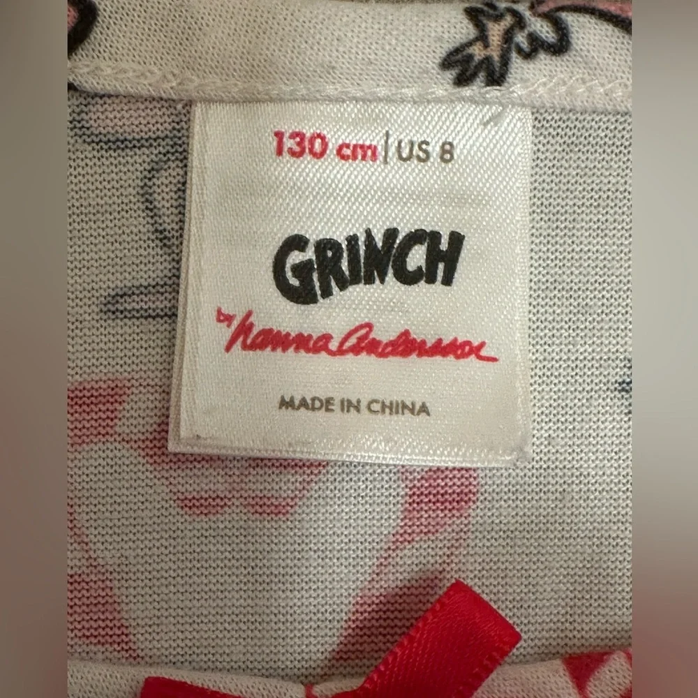 Hanna Andersson Cindy Lou Who Nightgown Girl Grinch Candy Cane Size 8